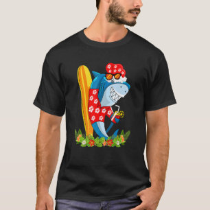 T-shirt Père Noël Shark Hawaiian Summer Surfing Shark Chri