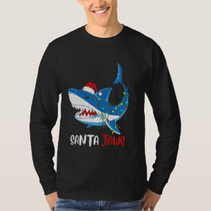 T-shirt Père Noël Shark Jaws Lumières Noël Garçons amusant