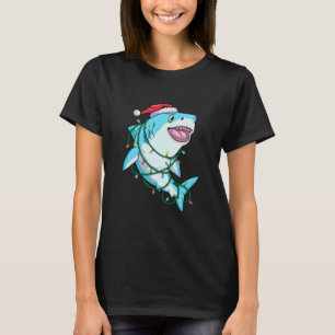 T-shirt père Noël Shark lumières de Noël drôle