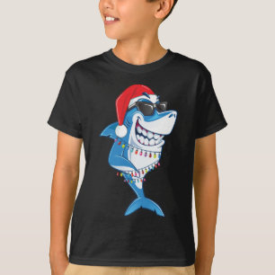 T-shirt Père Noël Shark Noël lumières Funny Sharkmas laide