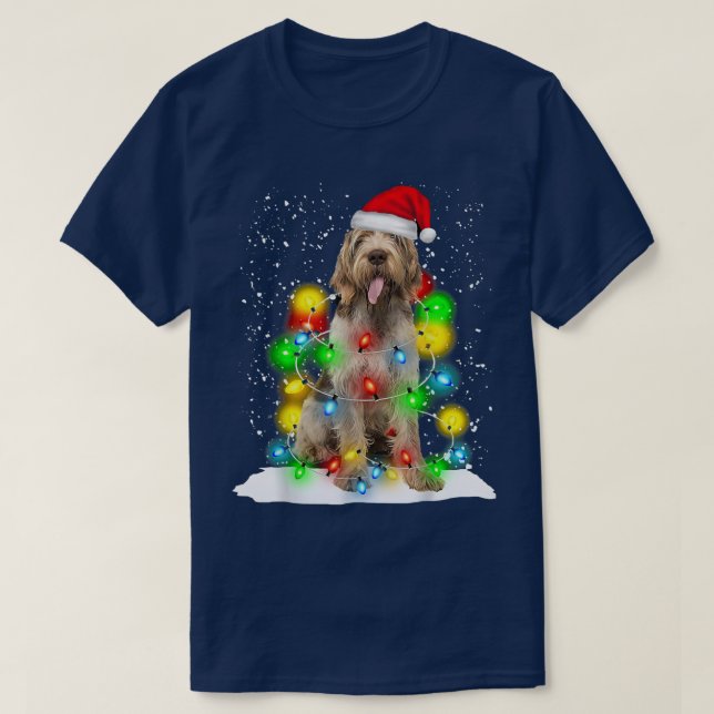 T-shirt Père Noël Spinone Italiano Chien clair de Noël (Design devant)