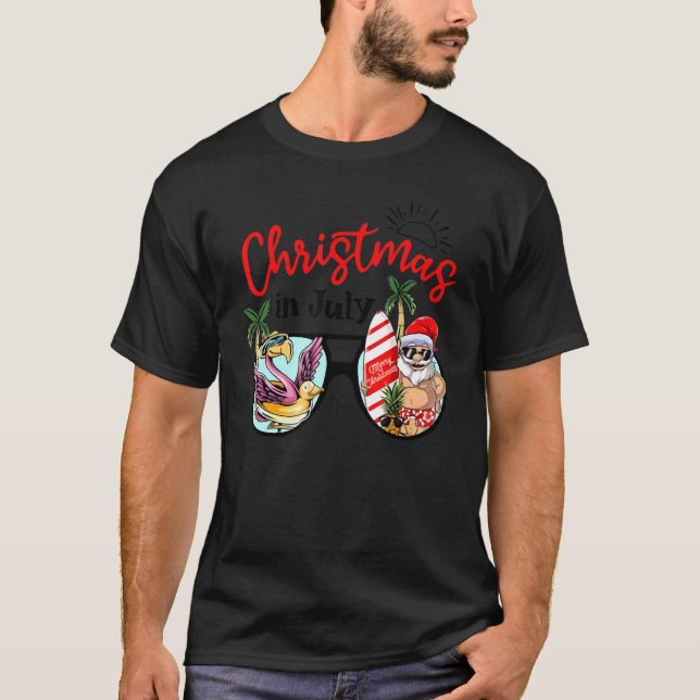 T-shirt Père Noël Summer Beach vacances Noël En Juillet (Devant)