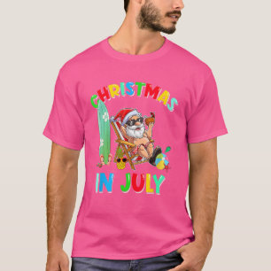 T-shirt Père Noël Summer Hawaiian Vacances Noël En Juillet
