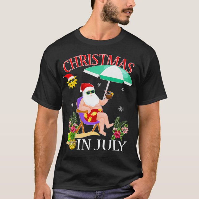 T-shirt Père Noël Summer maillot de bain drôle Noël en Jui (Devant)