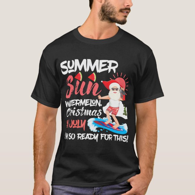T-shirt Père Noël Summer Sun Watermelon Noël En Juillet Im (Devant)