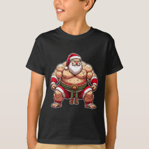 T-shirt Père Noël Sumo Lutteur Japonais Japon Noël Cool 