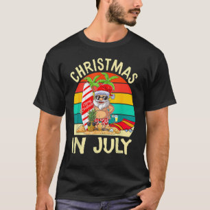 T-shirt Père Noël Surf Noël En Juillet Enfants Hawaiian Su