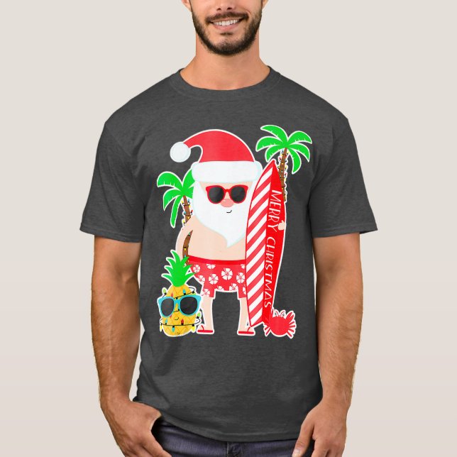T-shirt Père Noël Surfing Hawaiian cadeau pour voyage de N (Devant)