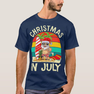 T-shirt Père Noël Surfing Noël en Juillet Enfants Hawaiian