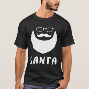 T-shirt Père Noël Verres Moustache Et Beauté Père Noël