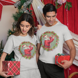 T-shirt Père Noël vintage dans une unisexe de couronne