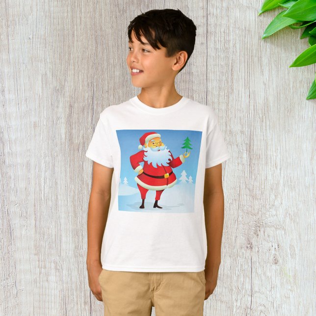 T-shirt Père Noël Whimsical avec Mini Arbre de Noël (Créateur téléchargé)