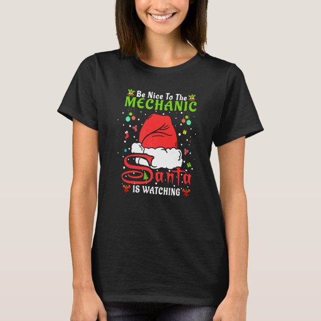 T-shirt Père Noël Xmas Pajamas Soyez Gentil Du Noël Mécani (Devant)