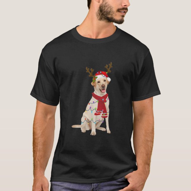 T-shirt père Noël Yellow Labrador Chien Superbe Rinder Lum (Devant)