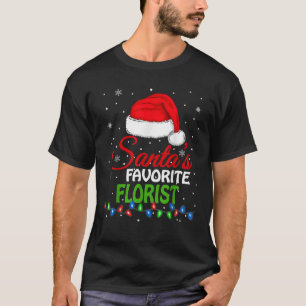 T-shirt Père Noël's Favori Florist Santa Hat Lights Funny 