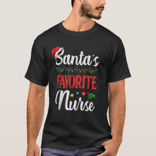 T-shirt Père Noël's Favori Nurse Christmas Light Hospital 