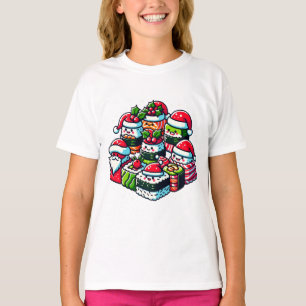 T-shirt Père Noël's Sushi Delight Funny Festin Art de Noël