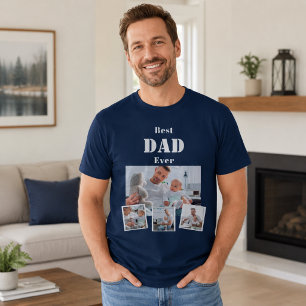 T-shirt Père papa meilleur collage de photos bleu