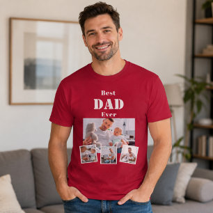 T-shirt Père papa meilleur collage de photos rouge