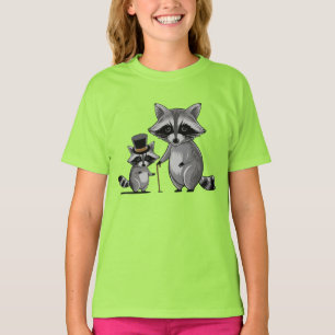 T-shirt Père raccoon avec son jeune fils apprenant la musi