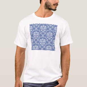 T-shirt Périwinkle bleu et blanc Damas
