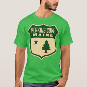 T-shirt Perkins Cove Maine Retro Pine Tree Shield Vert