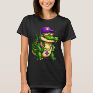 T-shirt Perles de Fun Alligator Mardi Gras Fête de Carnava