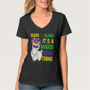 T-shirt Perles Et Masque Mardi Gras Llama Alpaca Pour Homm