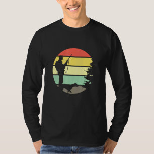 T-shirt Permis de chasse Retro Chasseur de coucher de sole