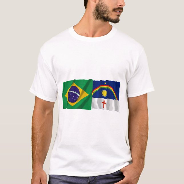 T-shirt Pernambuco et drapeaux de ondulation du Brésil (Devant)