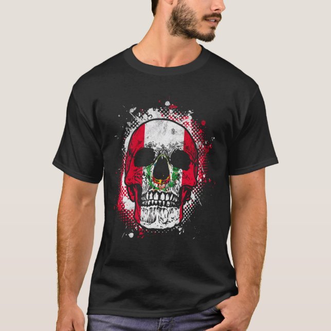 T-shirt Pérou Crâne de drapeau péruvien (Devant)