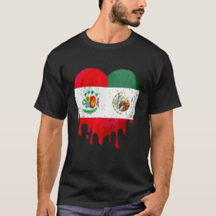 T-shirt Pérou Drapeau Mexique Cœur Citoyen Élevé Patriote