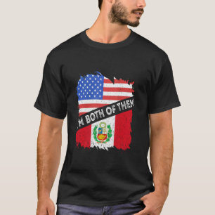 T-shirt Pérou Je Suis Les Deux Amérique Drapeau Péruvien P