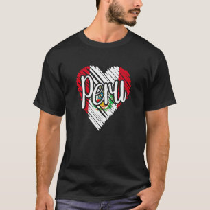 T-shirt Pérou Pour Hommes Drapeau Cardiaque Péruvien Pour