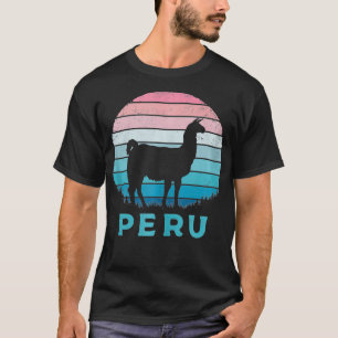 T-shirt Pérou Retro Llama Vintage Machu Picchu Alpaca Sud