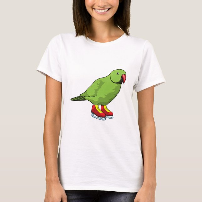 T-shirt Perroquet au patinage sur glace avec patins sur gl (Devant)
