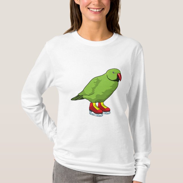 T-shirt Perroquet au patinage sur glace avec patins sur gl (Devant)
