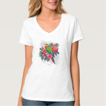 Perroquet aux fleurs tropicales - Embrassez la nat