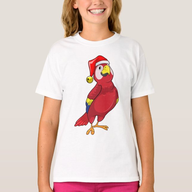 T-shirt Perroquet avec chapeau de Père Noël (Devant)