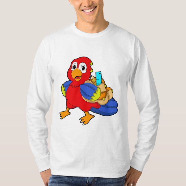 T-shirt Perroquet comme étudiant avec sac à dos (Devant)
