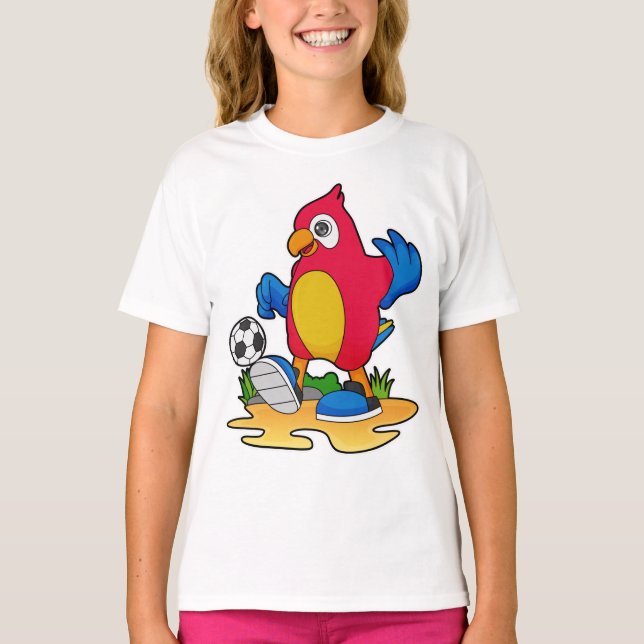 T-shirt Perroquet comme joueur de football avec Soccer (Devant)