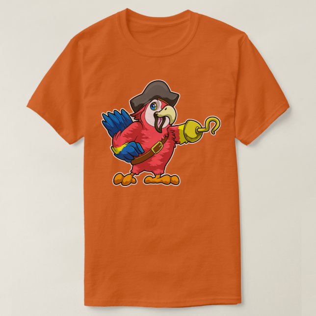T-shirt Perroquet comme pirate avec crochet main casquette (Design devant)