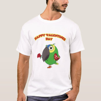 T-shirt perroquet de la Saint-Valentin heureux