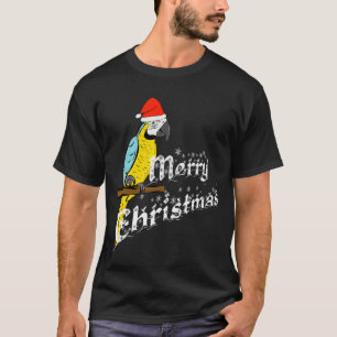 T-shirt perroquet de Noël bleu et or macaw bleu et y