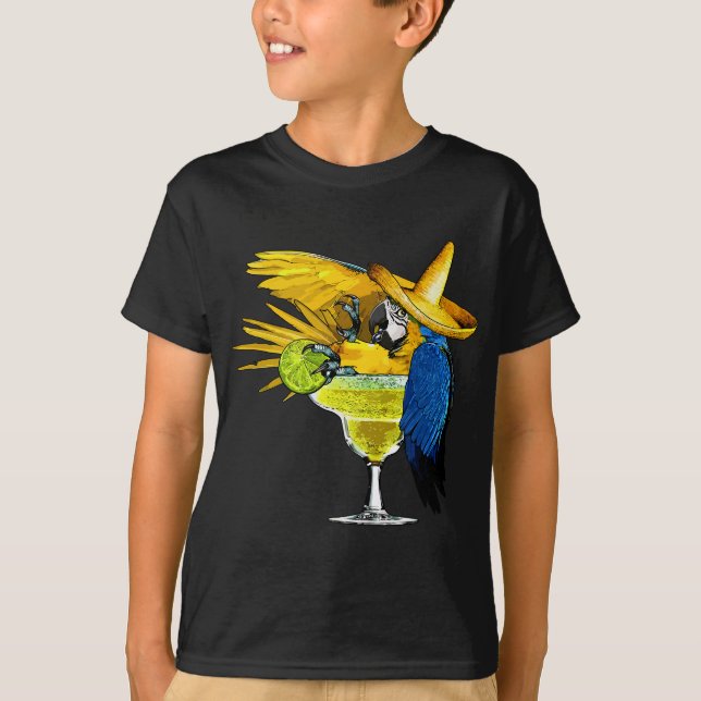 T-shirt Perroquet drôle en Margarita Boire du verre Tropic (Devant)