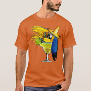 T-shirt Perroquet drôle en Margarita Boire du verre Tropic