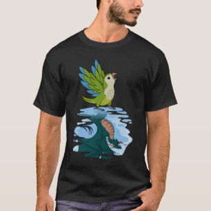 T-shirt Perroquet et dragon Réflexion I Green Monk Parakee