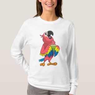T-shirt Perroquet et noix de coco avec paille à boire