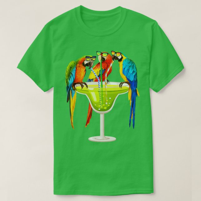 T-shirt Perroquets Boire Margarita Sur Les Oiseaux De Vaca (Design devant)