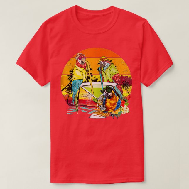 T-shirt Perroquets Boire Margarita Sur Les Oiseaux De Vaca (Design devant)